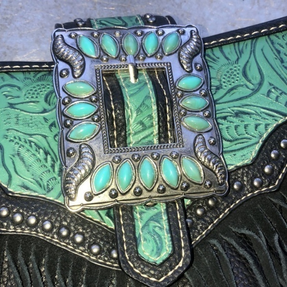 Trinity Ranch Black Turquoise Silver Hardware Sho… - image 3